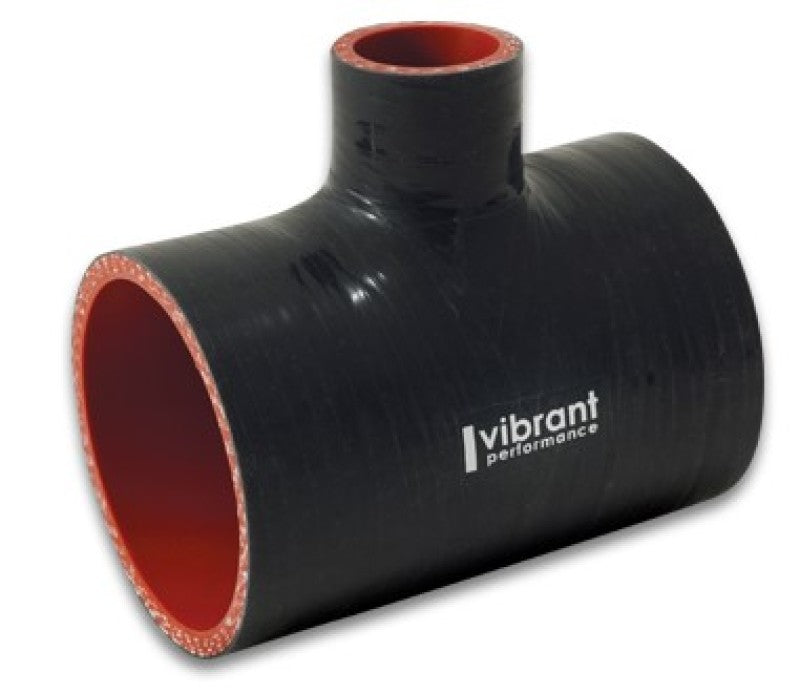 Vibrant 4 Ply Reinforced Silicone T Adapter - 2in Outlet ID x 4in OAL x 1in Branch ID (BLACK) - 19687