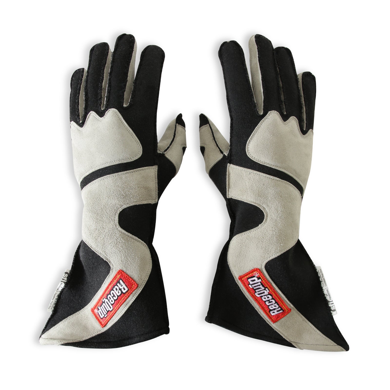 RaceQuip SFI-5 Gray/Black Large Outseam Angle Cut Glove