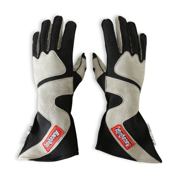 RaceQuip SFI-5 Gray/Black Medium Outseam Angle Cut Glove