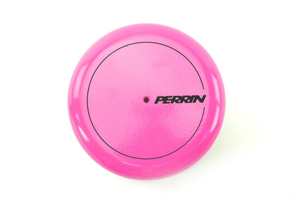 Perrin 2015+ Subaru WRX/STI Oil Filter Cover - Hyper Pink - PSP-ENG-716HP for 2015-2021 Subaru WRX STI - front view
