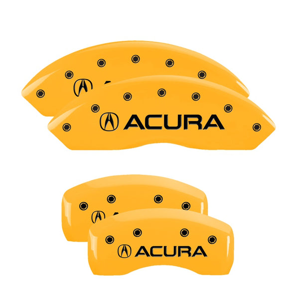 MGP 4 Caliper Covers Engraved Front &amp; Rear Acura Yellow finish black ch - 39001SACUYL