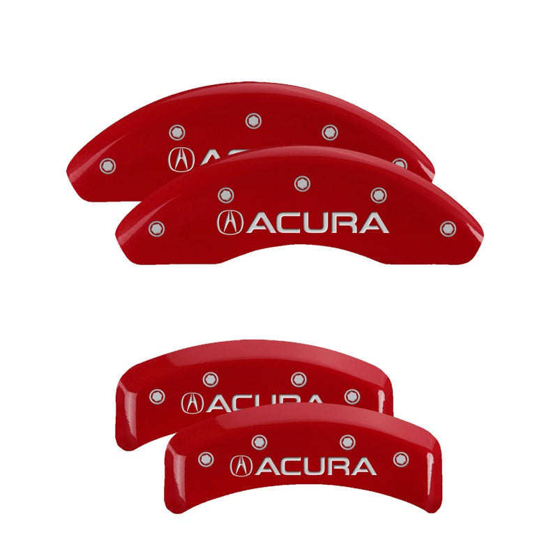 MGP 4 Caliper Covers Engraved Front &amp; Rear Acura Red finish silver ch - 39002SACURD
