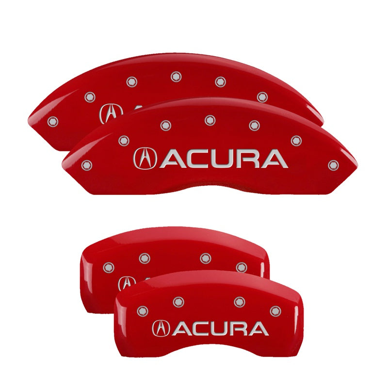 MGP 4 Caliper Covers Engraved Front &amp; Rear Acura Red finish silver ch - 39005SACURD