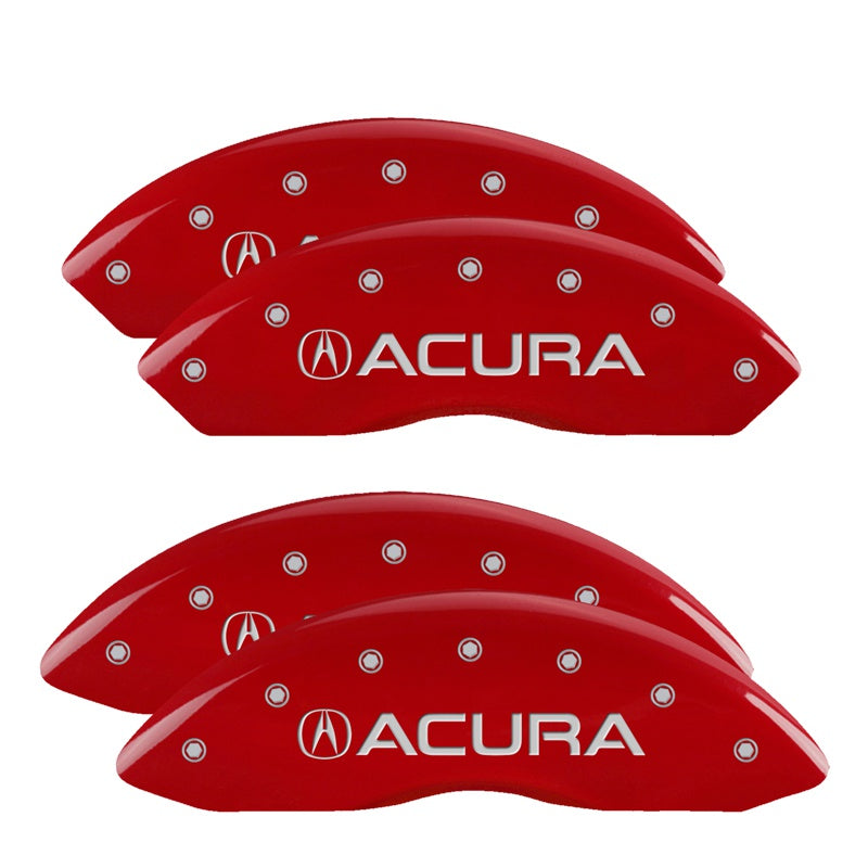 MGP 4 Caliper Covers Engraved Front &amp; Rear Acura Red finish silver ch - 39015SACURD
