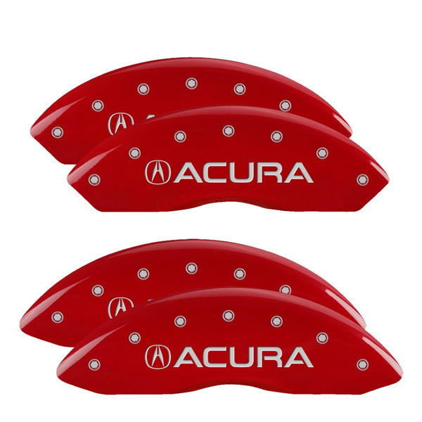 MGP 4 Caliper Covers Engraved Front &amp; Rear Acura Red finish silver ch - 39015SACURD