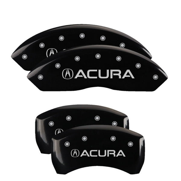 MGP 4 Caliper Covers Engraved Front &amp; Rear Acura Black finish silver ch - 39018SACUBK