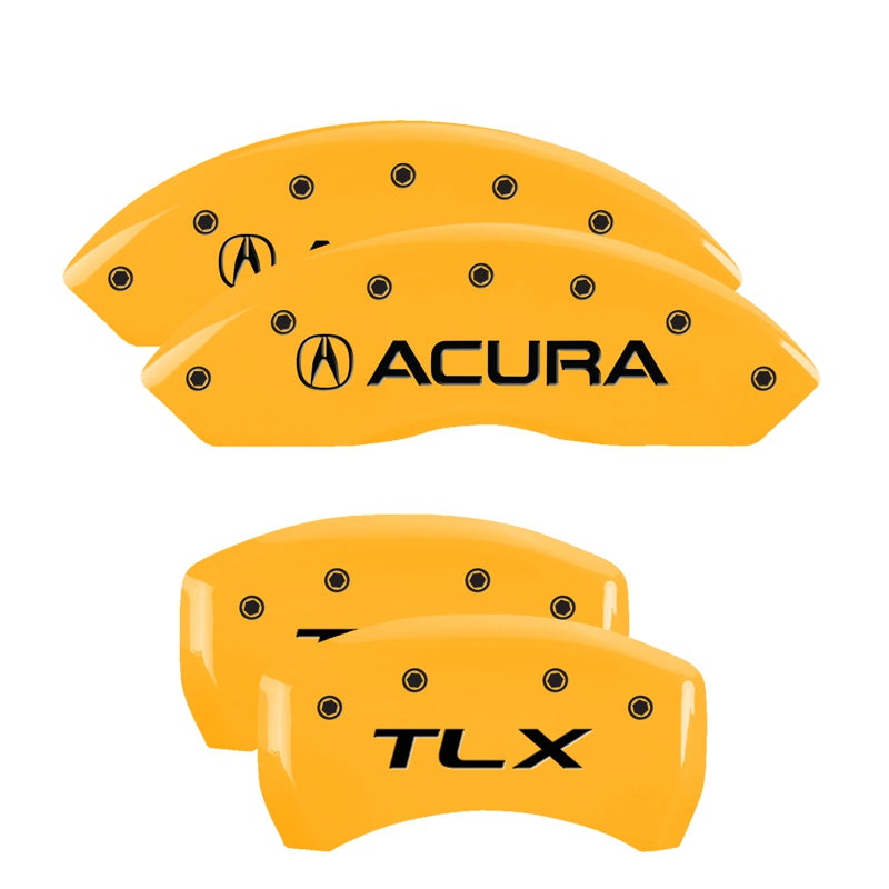 MGP 4 Caliper Covers Engraved Front Acura Engraved Rear TLX Yellow finish black ch - 39018STLXYL