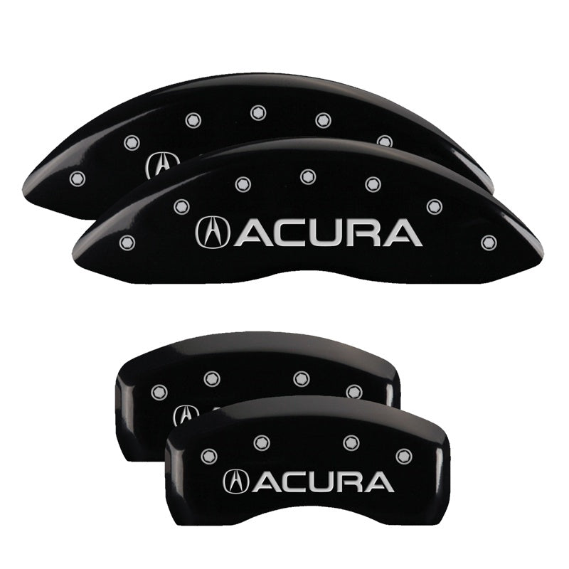 MGP 4 Caliper Covers Engraved Front &amp; Rear Acura Black Finish Silver Char 2017 Acura MDX - 39021SACUBK