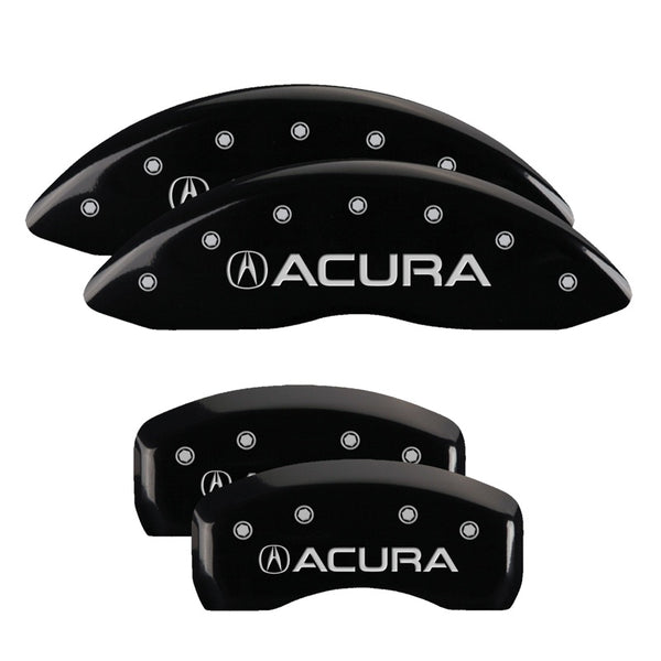 MGP 4 Caliper Covers Engraved Front &amp; Rear Acura Black Finish Silver Char 2017 Acura MDX - 39021SACUBK