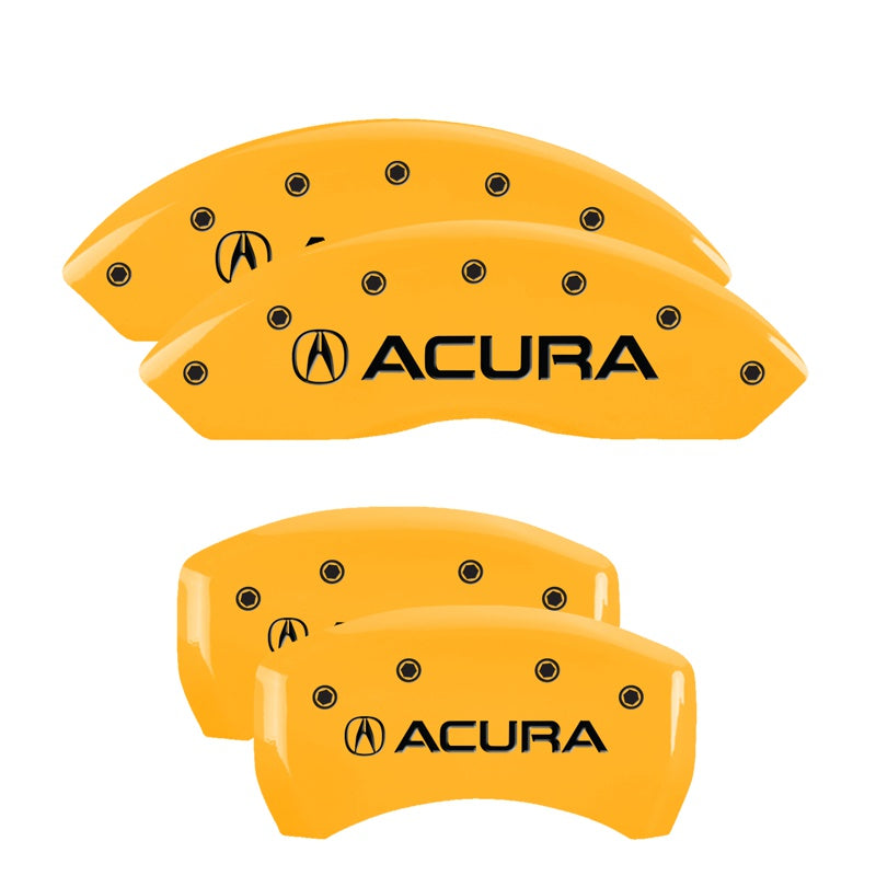 MGP 4 Caliper Covers Engraved Front &amp; Rear Acura Yellow Finish Black Char 2019 Acura RDX - 39024SACUYL