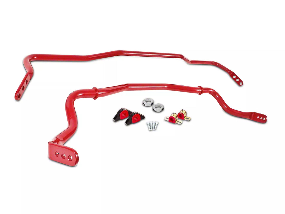 BMR 15-23 S550 Mustang Front &amp; Rear Sway Bar Kit w/ Bushings - Red - SB043R