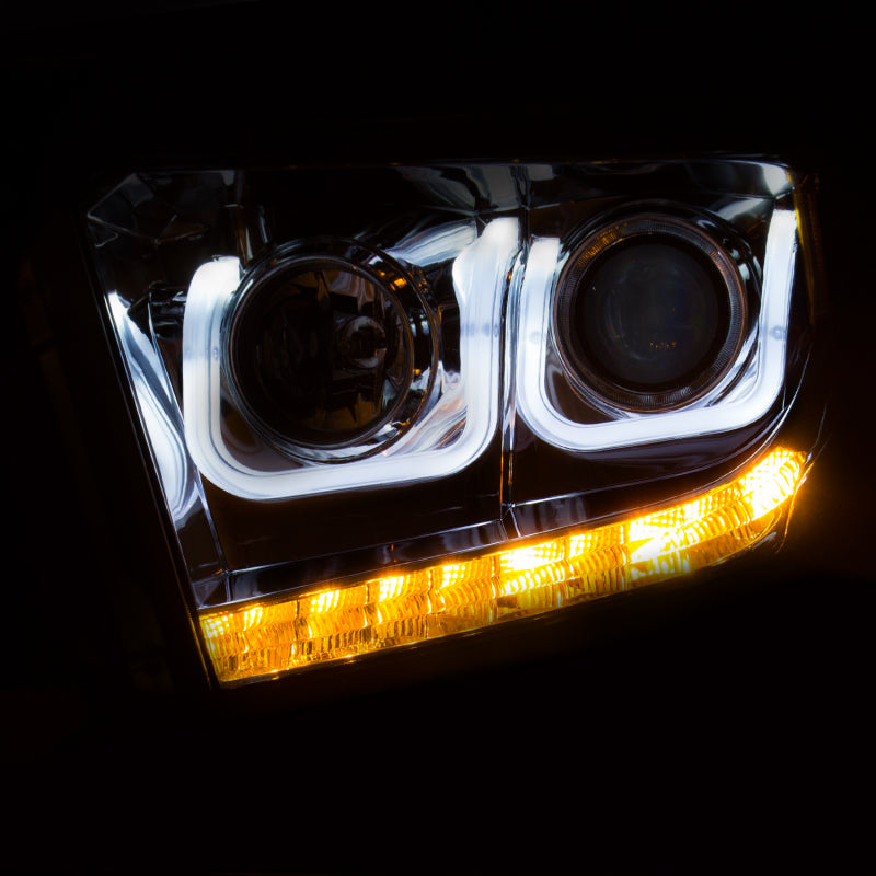 ANZO 2014-2015 Toyota Tundra Projector Headlights w/ U-Bar Chrome w/ DRL - 111327