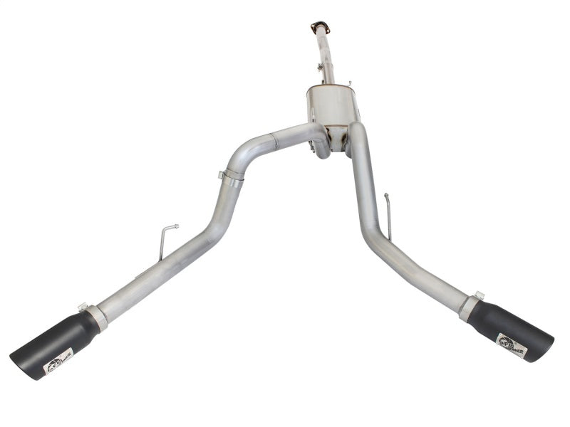 aFe MACHForce XP Exhaust 3in SS Dual Side Exit CB w/ Black Tips 2015 Ford F150 5.0L V8 CC/SB EC/LB - 49-43074-B
