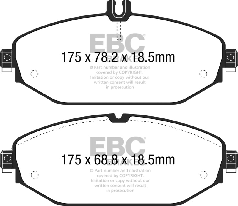 EBC 15+ Mercedes-Benz C300 (W205) 2.0 Turbo Redstuff Front Brake Pads - DP32214C for 2015-2021 Mercedes Benz C Class - front