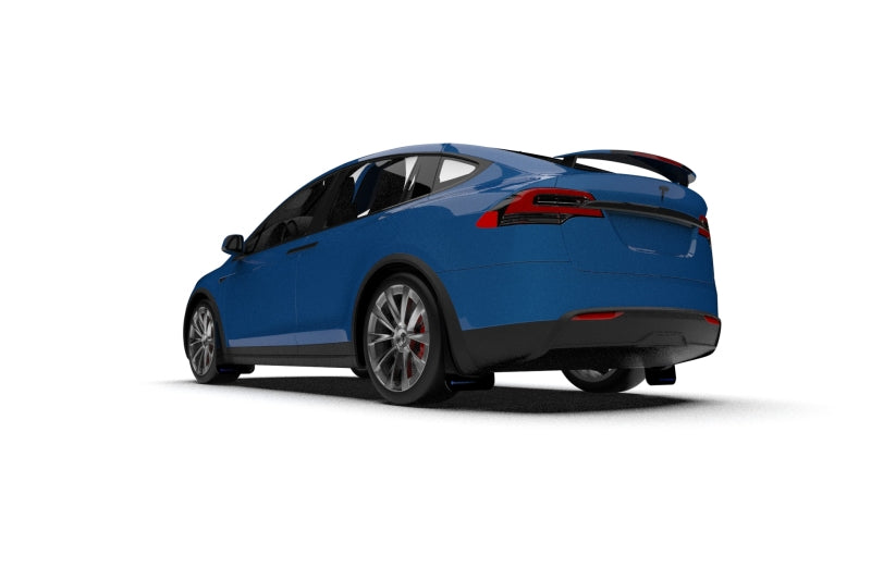 Rally Armor 22-24 Tesla Model X Black UR Mud Flap w/Blue Logo - MF102-UR-BLK/BL