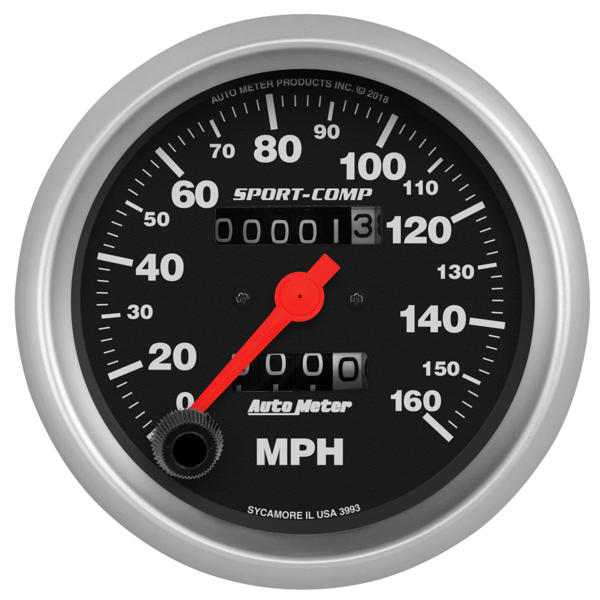 AutoMeter Sport-Comp Speedometer Gauge 3-3/8in. - 0-160MPH - Mechanical - In-Dash - 3993