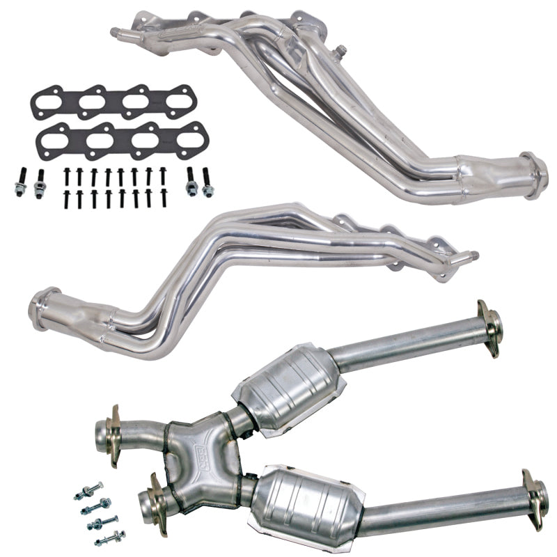 BBK 96-98 Ford Mustang Cobra 1-5/8 Long Tube Headers w/High Flow Catted X-Pipe (Silver Ceramic) - 15323