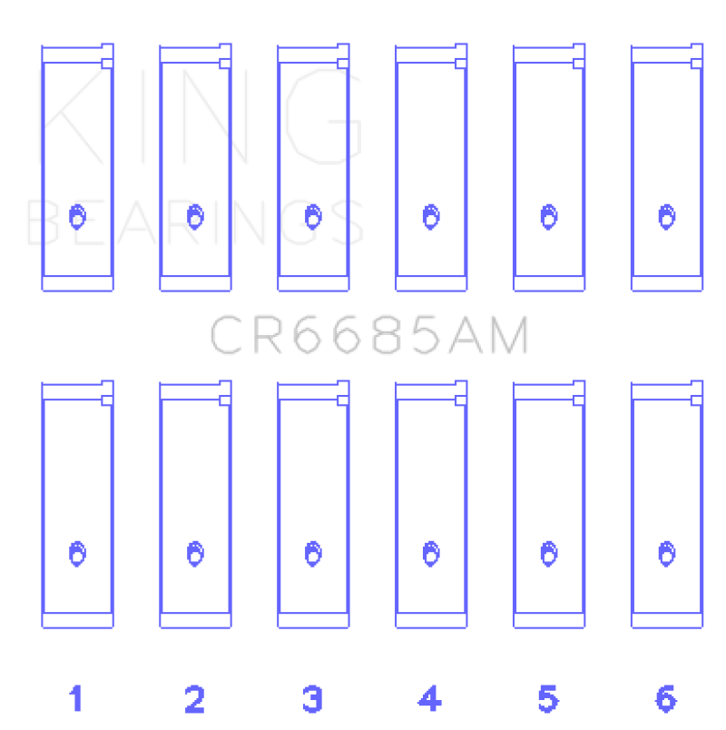 King Isuzu 6VD1 Connecting (Size +1.0) Rod Bearing Set - CR6685AM1.0