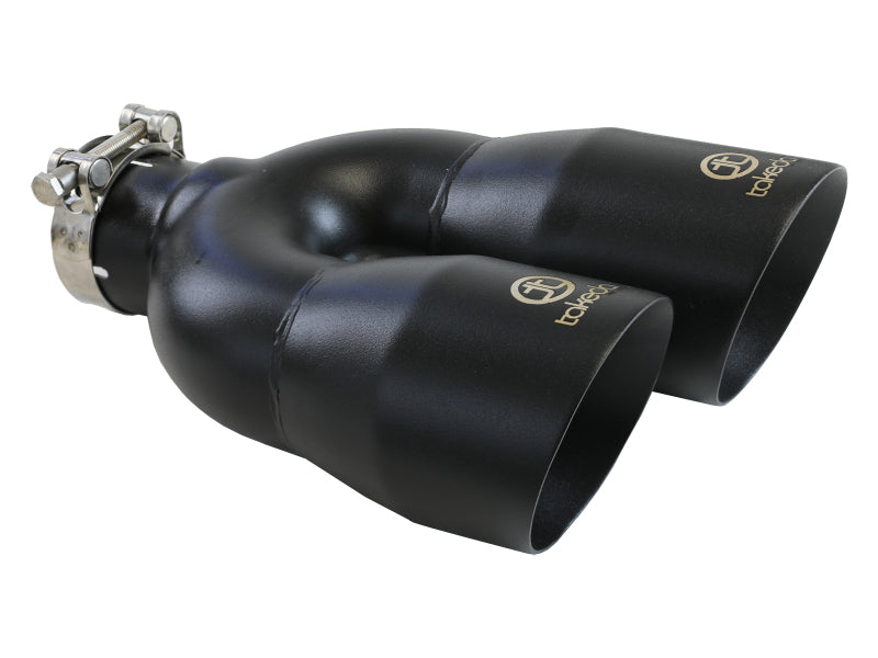 aFe Takeda 2.5in 304 Stainless Steel Clamp-on Exhaust Tip Driver Side 2.5in Inlet 4inDual-Black - 49T25484-B122