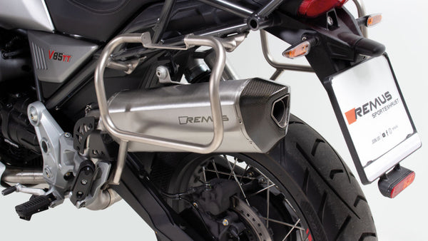 Remus 2019 Moto Guzzi V85 TT Black Hawk Stainless Steel Race Slip On - 64583 455519 by Remus