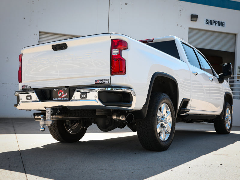 aFe Large Bore-HD 4in 409SS DPF-Back Exhaust System w/Black Tip 20 GM Diesel Trucks V8-6.6L (td) L5P - 49-44126-B