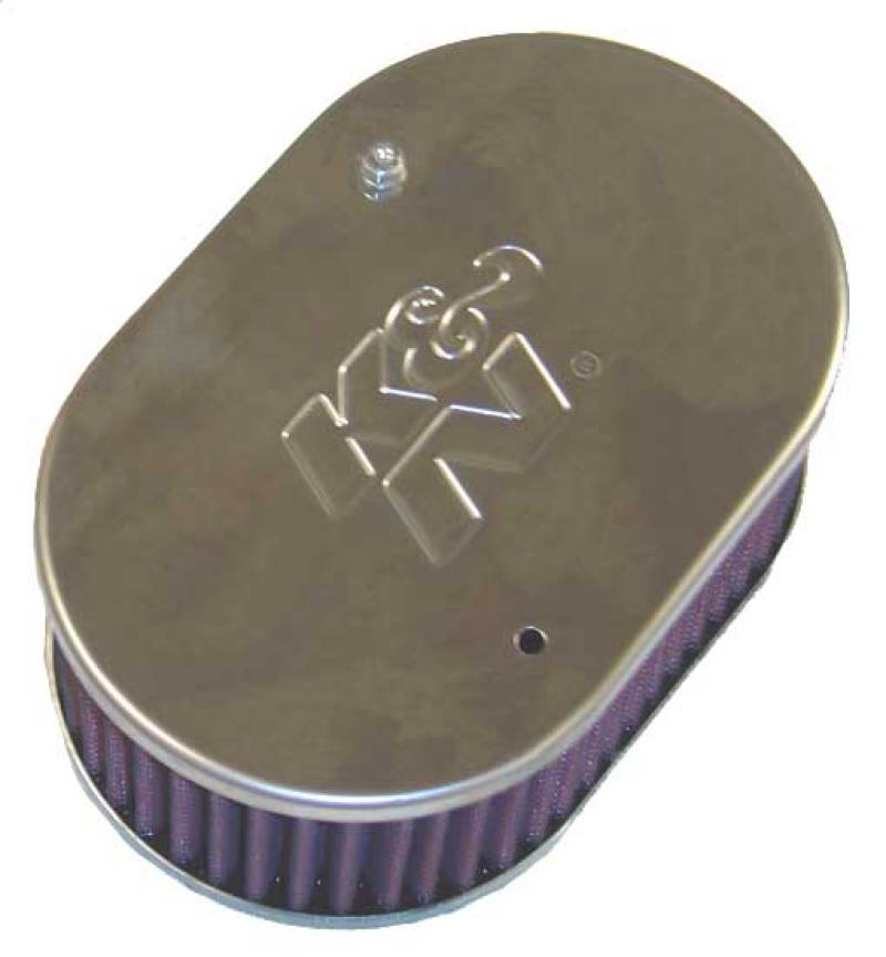 K&amp;N Universal Custom Air Filter - Oval Shape 2in Neck Flange / 5.25in ID / 2.5in Height - Red - 56-9104