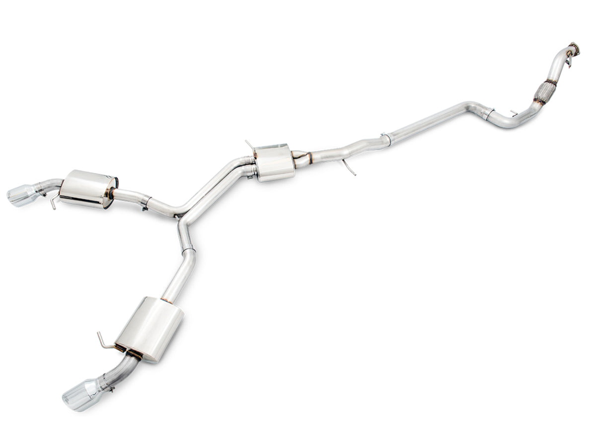 AWE Tuning Audi B9 A4 Touring Edition Exhaust Dual Outlet - Chrome Silver Tips (Includes DP) - 3015-32078