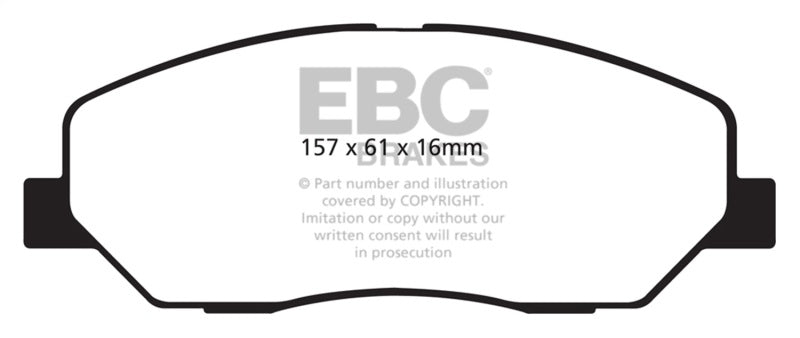 EBC 08-10 Hyundai Genesis 3.8 Ultimax2 Front Brake Pads - UD1384 for 2009-2011 Hyundai Genesis - front view