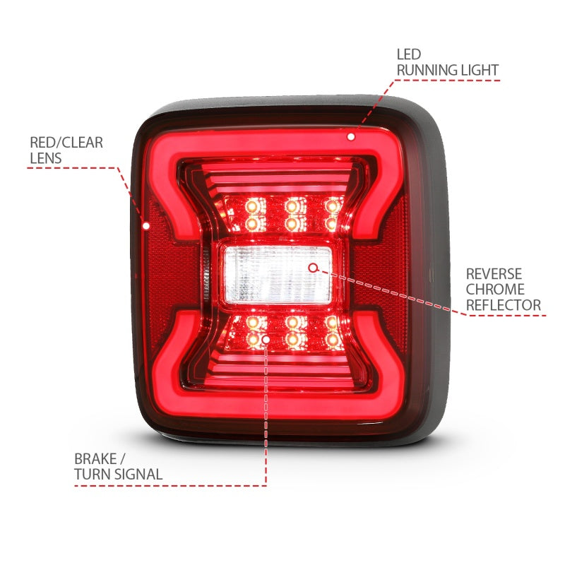 ANZO 18-19 Jeep Wrangler JL LED Taillights Black - 311295