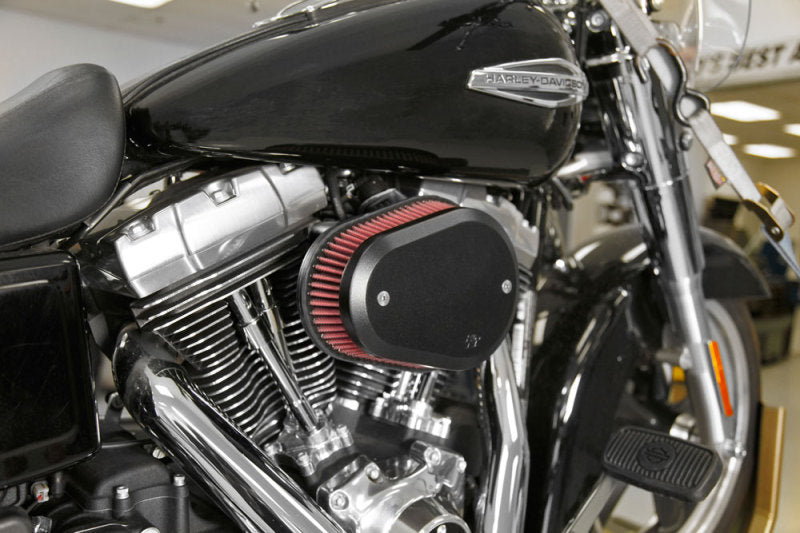 K&amp;N 00-16 Harley Davidson Street Metal Intake System Flare Black - RK-3932B