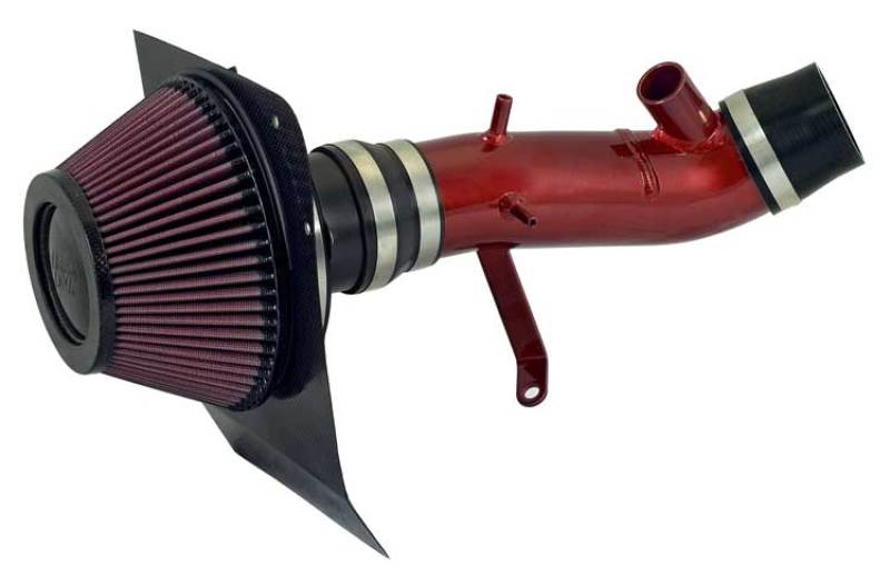 K&N 03-04 Evo 8 ONLY Red Typhoon Short Ram Intake - 69-6543TR for 2003-2005 Mitsubishi Lancer - front view