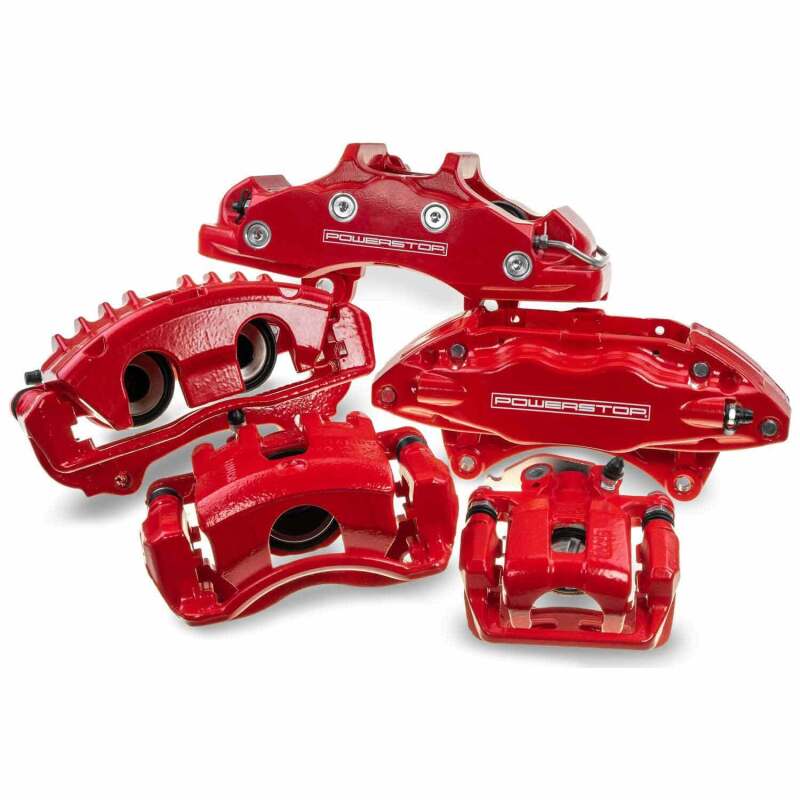 Power Stop 07-09 Chrysler Aspen Front Red Calipers w/Brackets - Pair - S5054 for 2007-2009 Chrysler Aspen - installed view