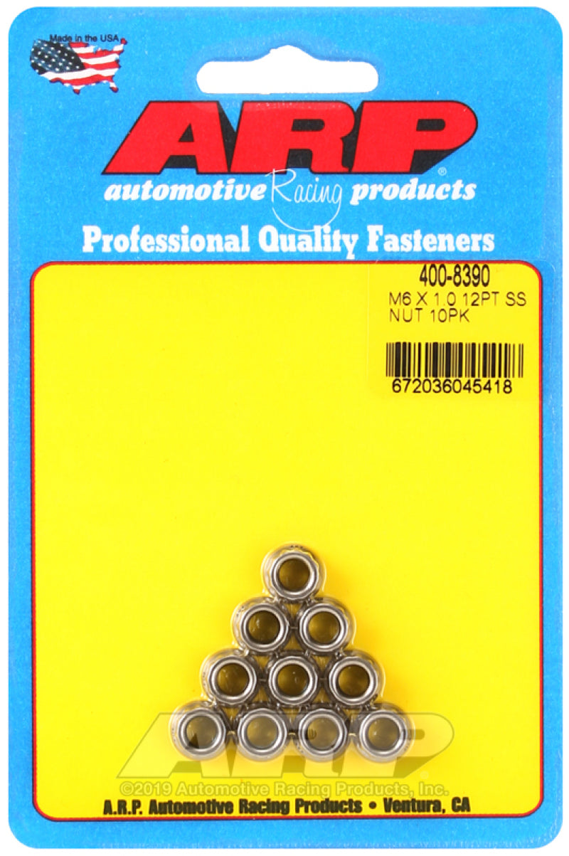 ARP M12 X 1.75 (M14 wr) SS 12pt nut kit - 400-8396