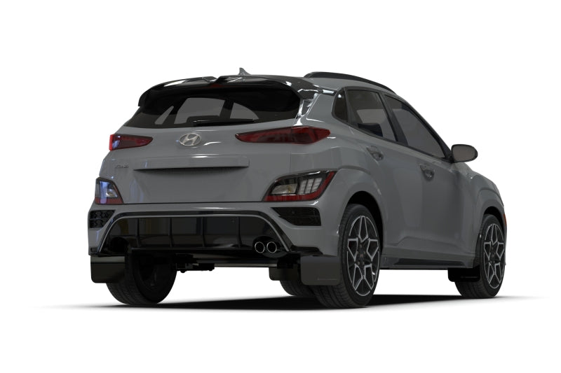 Rally Armor 22-23 Hyundai Kona N-Line Black UR Mud Flap w/Grey Logo - MF93-UR-BLK-GRY