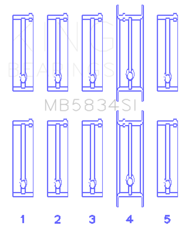 King Engine Bearings ChevrolET 121Ci/Ln2 134Ci Housing Bore +.002 (Size +1.0mm) Main Bearing Set - MB5834SI1.0