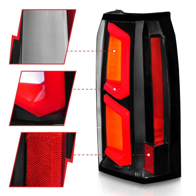 ANZO 2015-2020 Chevrolet Tahoe LED Tail Lights w/ Light Bar Black Housing Clear Lens - 311374