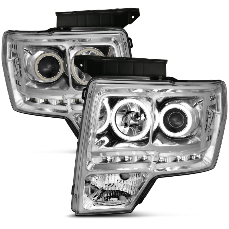 ANZO 2009-2014 Ford F-150 Projector Headlights w/ Halo Chrome (CCFL) G2 - 111297