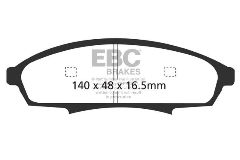 EBC 88-90 Buick Regal 2.8 Redstuff Front Brake Pads - DP31252C for 1990-2001 Chevrolet Lumina - front view