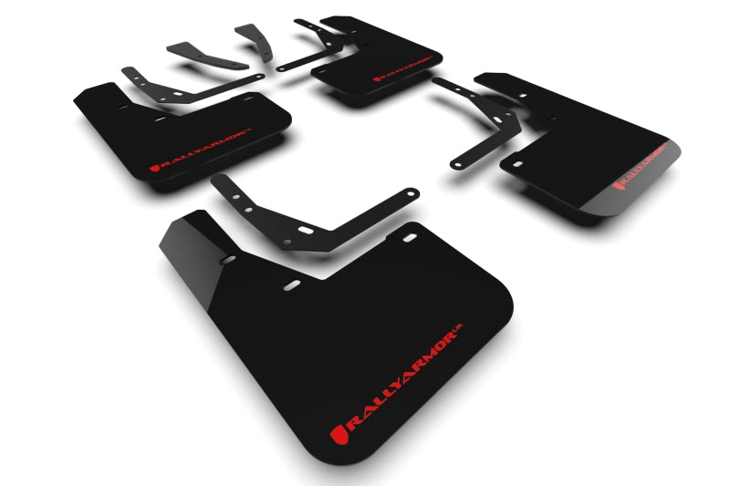 Rally Armor 2024 Hyundai Kona/Kona EV Black UR Mud Flap w/Red Logo - MF113-UR-BLK-RD
