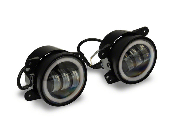 Raxiom 07-23 Jeep Wrangler JK & JL Axial Series Halo LED Fog Lights- Amber - J130812 for 2007-2026 Jeep Wrangler - front view