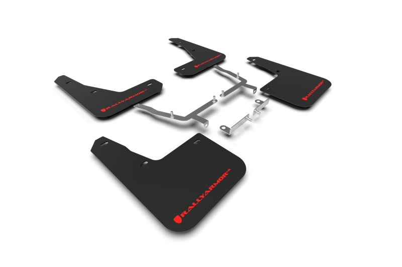 Rally Armor 19-24 Ford Focus ST MK4 Black UR Mud Flap w/Red Logo - MF77-UR-BLK/RD