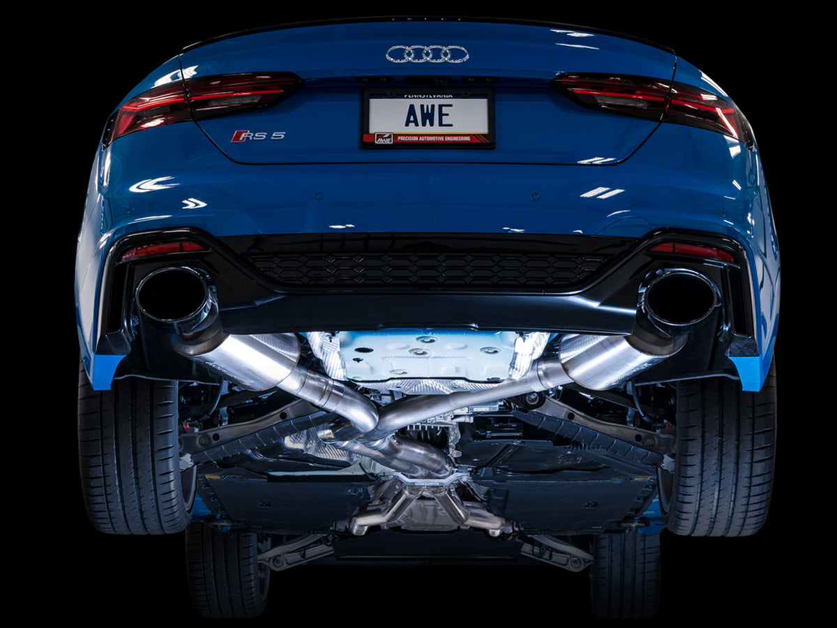 AWE Tuning Audi B9.5 RS5 Sportback Non-Resonated Touring Edition Exhaust - RS-Style Diamond Blk Tips - 3015-33321