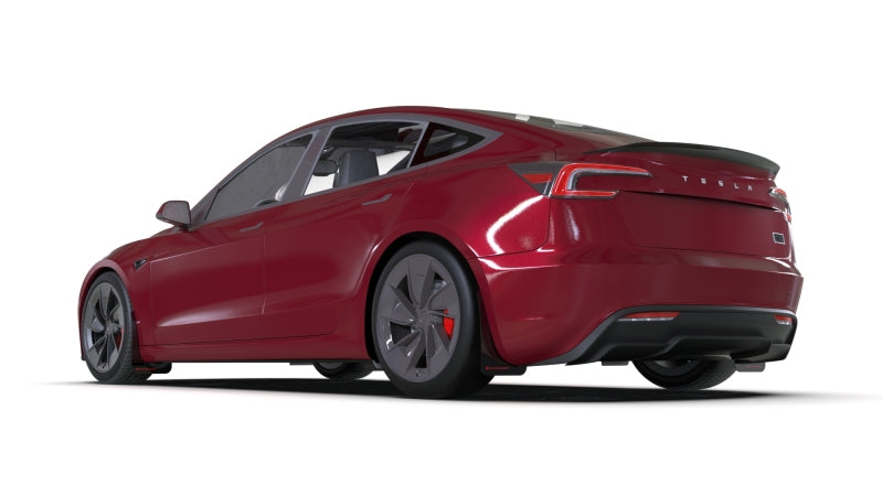 Rally Armor 2024 Tesla Model 3 Highland Black UR Mud Flap Metallic Black Logo - MF122-UR-BLK-MBK