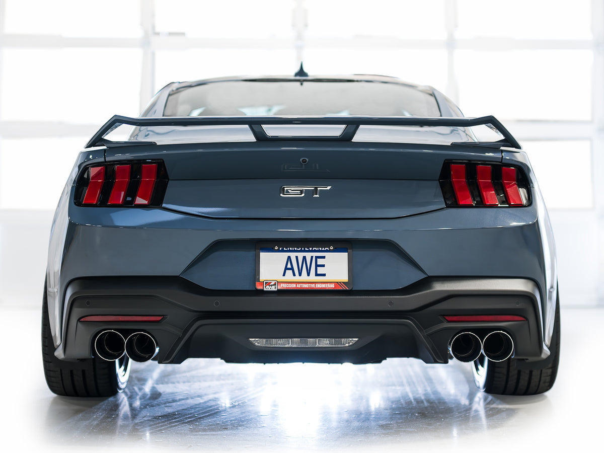 AWE 2024 Ford Mustang GT Fastback S650 RWD Track Edition Catback Exhaust w/ Quad Chrome Silver Tips - 3020-42650