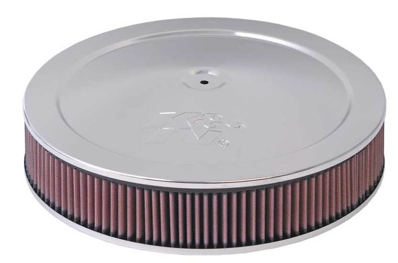 K&N 5-1/8in / 14in ID X 1.5in O/S Flat Base Air Cleaner Assembly - 60-1400 by K&N Engineering - front view