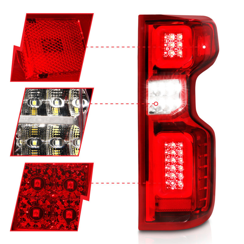 Anzo 19-21 Chevy Silverado Work Truck Full LED Tailights Chrome Housing Red Lens G2(w/C Light Bars) - 311419