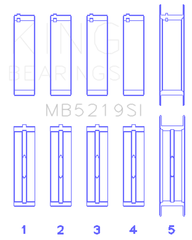 King 91-92 281CI 4.6L V8 Romeo with Cast Iron Block SOHC 16 Valves (Size +0.5) Main Bearing Set - MB5219SI0.5