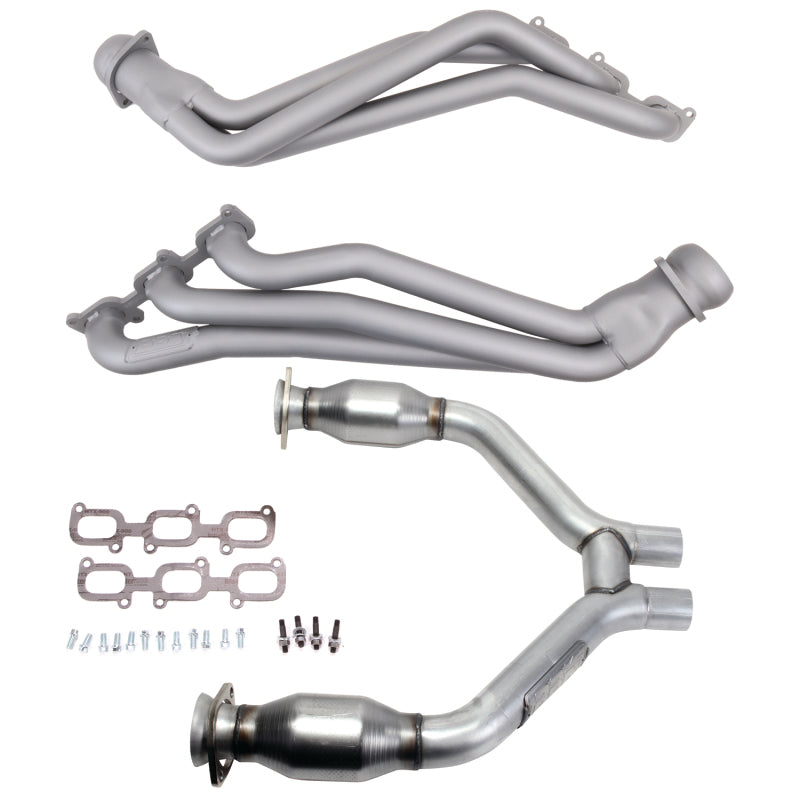 BBK 15-17 Ford Mustang V6 1-3/4 Long Tube Headers w/High Flow Catted H Pipe (Ti Ceramic) - 16423