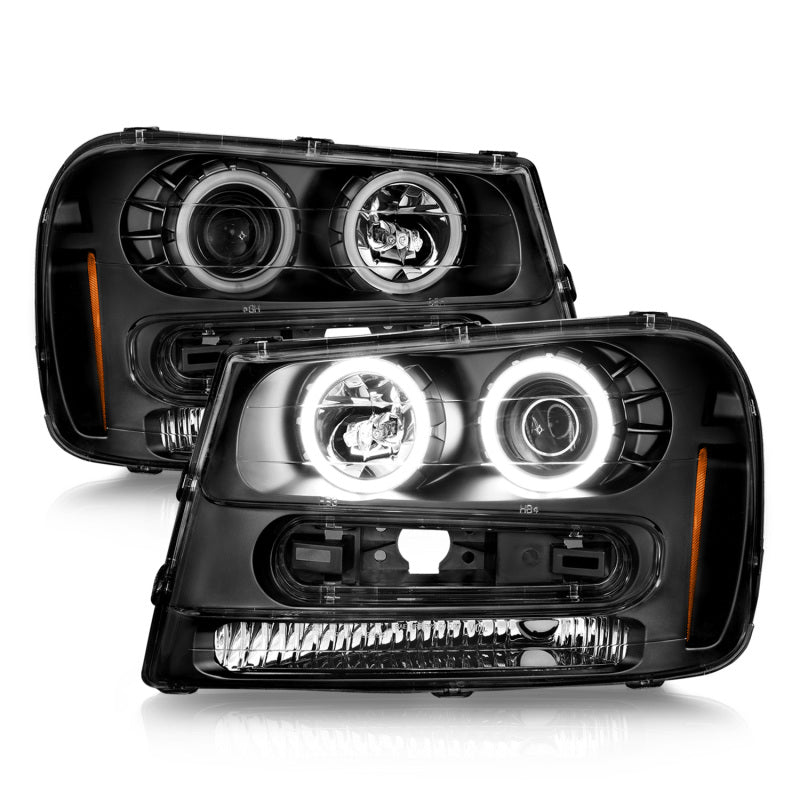 ANZO 02-09 Chevrolet Trailblazer (Will Not Fit 06-09 LT) Projector Headlights w/Halo Black Housing - 111572