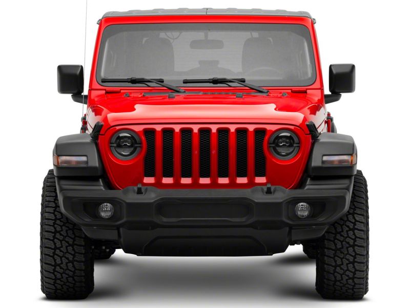 Raxiom 18-23 Jeep Wrangler JL Axial Series 9-In LED Angel Eye Headlights- Blk Housing (Clear Lens) - J167045
